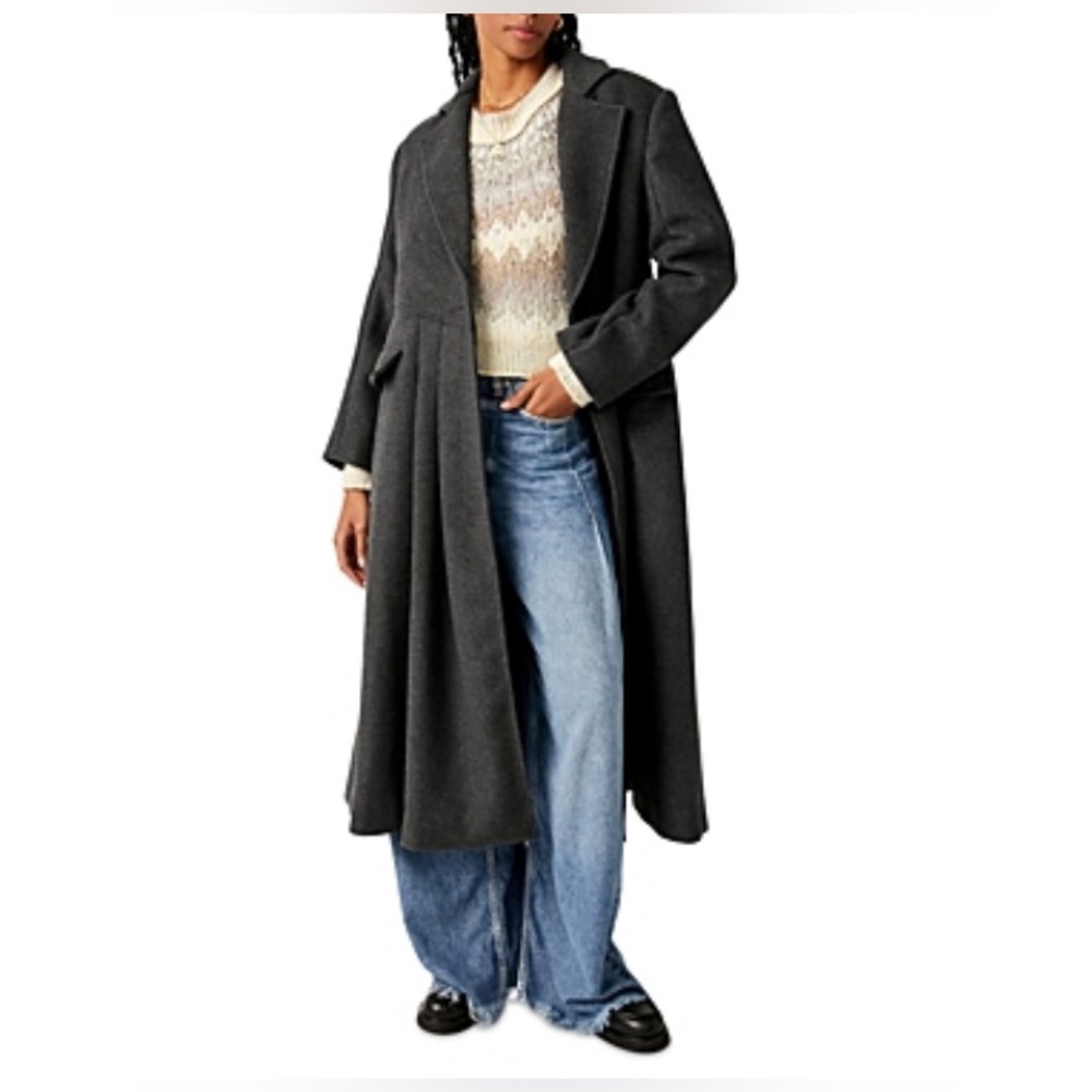 Free People Victoria Coat in Heathered Charcoal Size Small NWT